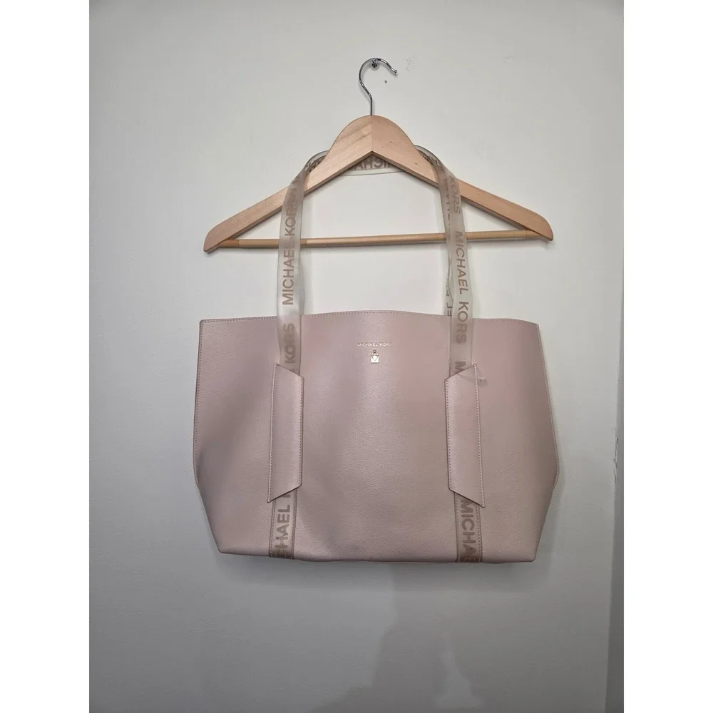 Michael Kors‎ Blush Pink Vegan Leather Tote Bag with Clear Logo Straps